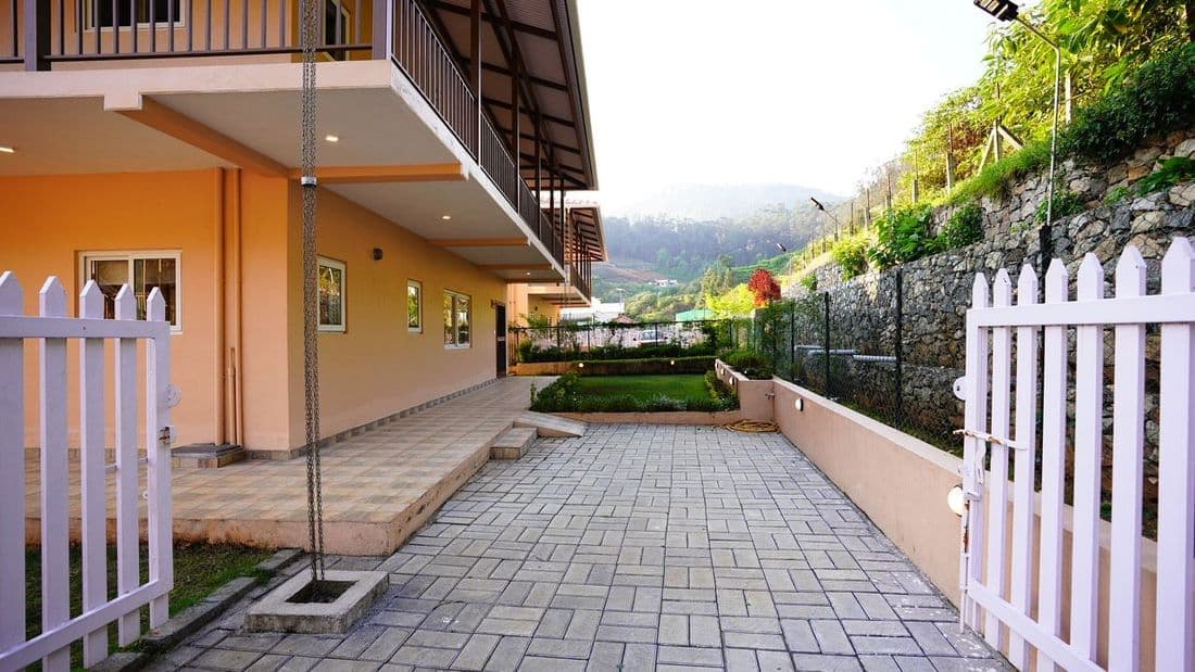 Car parking area and lawn