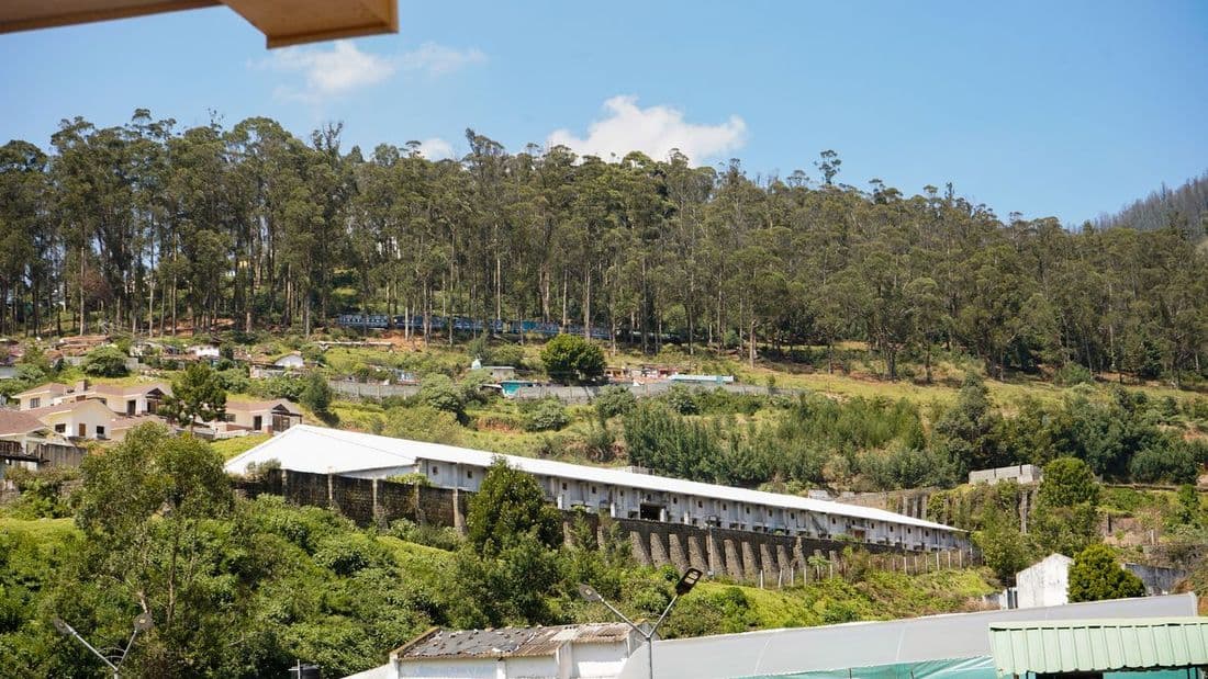 View of Nilgiri mountain Rail (NMR) from Streamside Gated Community in Ketti   